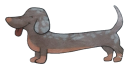 Teckel Coffee & Cocktails logo — a harlequin dachshund